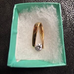 Pendant 14K gold over sterling silver and Large CZ